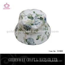 Algodón barato cubo sombrero con patrón floral libre con la cadena